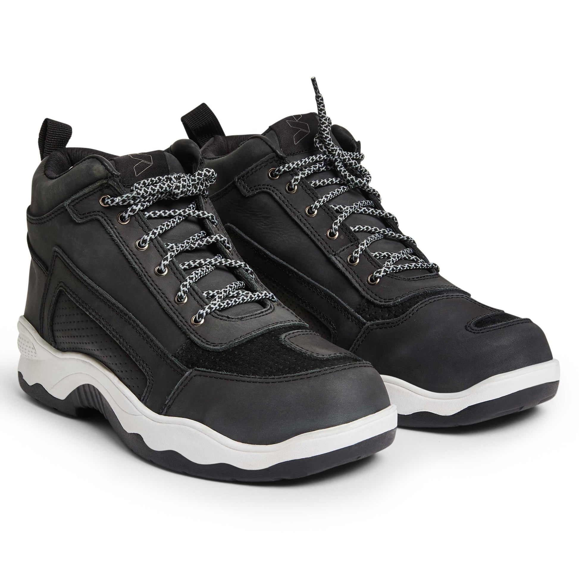 pair of black motorcycle trainers