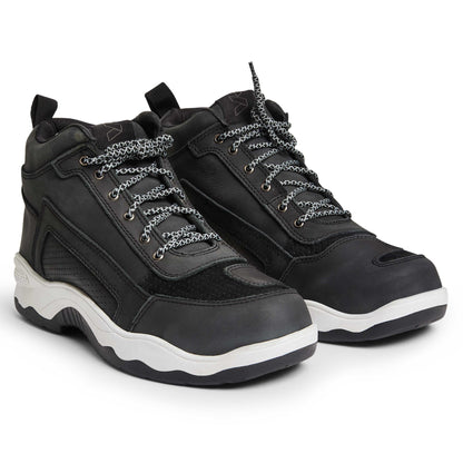 pair of black motorcycle trainers
