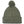 flat lay of olive green beanie hat with bobble