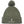flat lay of front of bobble beanie hat in olive green for winter rides