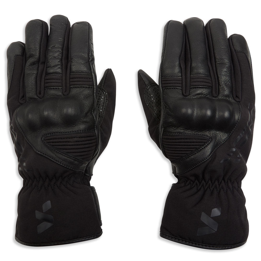 front of classic black leather motorcycle gloves touchscreen compatible