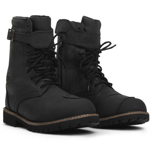 pair of motorcycle boots in black for men and women