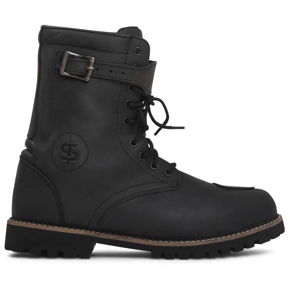 Pilgrim Grande Black Distressed Waterproof Motorcycle Boots