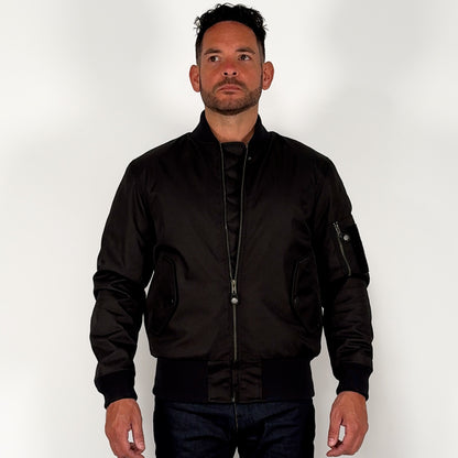 Airforce MA1 Black Motorcycle Bomber Jacket