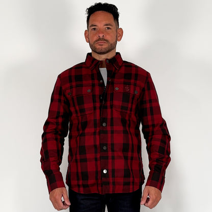 Ember Protective Black & Red Chequered Motorcycle Shirt