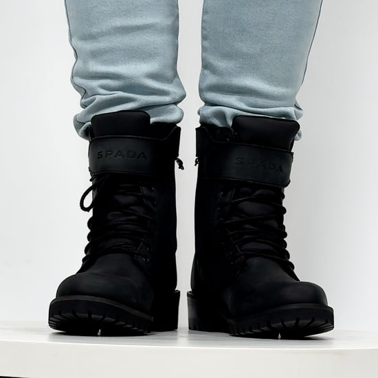 360 video of a woman wearing Piston Black motorcycle boots for women