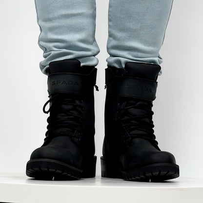 360 video of a woman wearing Piston Black motorcycle boots for women