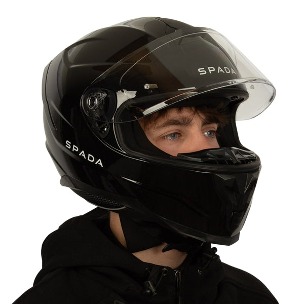 side of black glossy motorbike helmet
