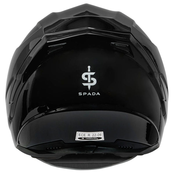 back of black full face motorbike helmet with washable liners