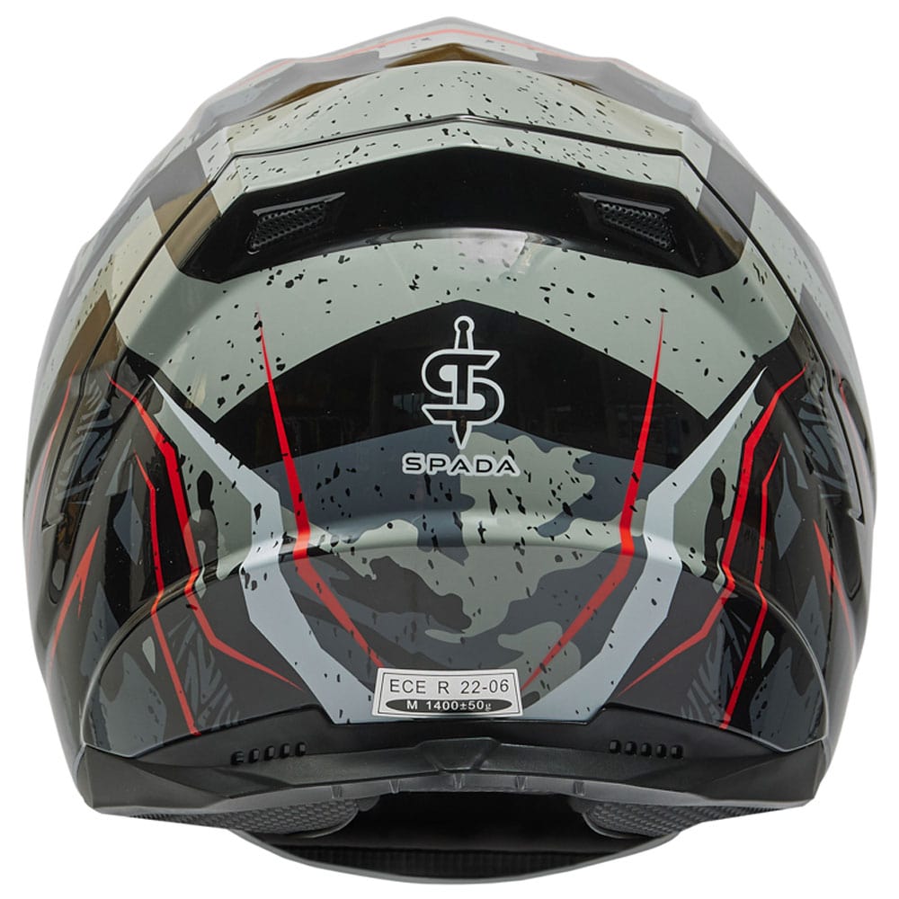 back of black and red full face motorcycle helmet with washable liners