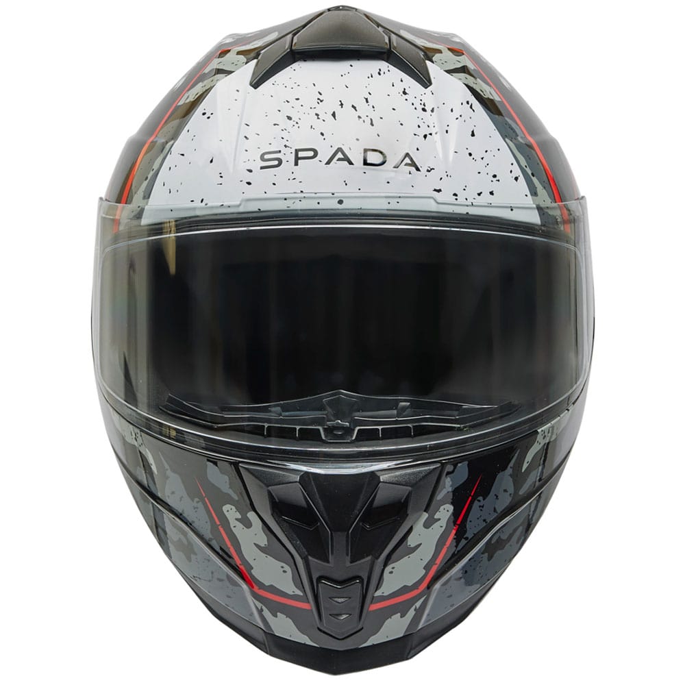 front of black and red full face motorcycle helmet with washable liners