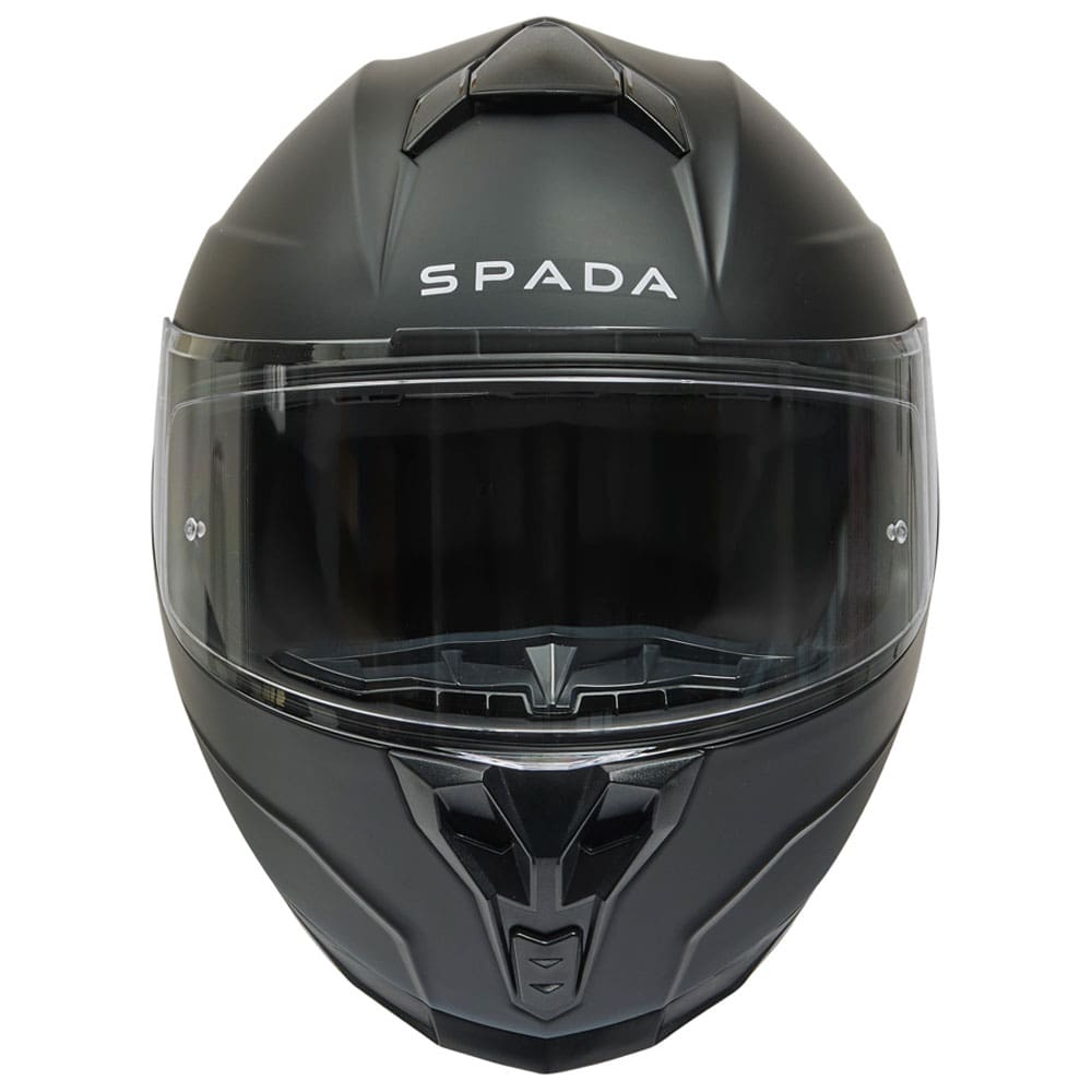 front of matte black full face motorcycle helmet with washable liners