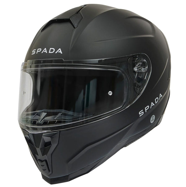 side view of matte black full face motorbike helmet with washable liners