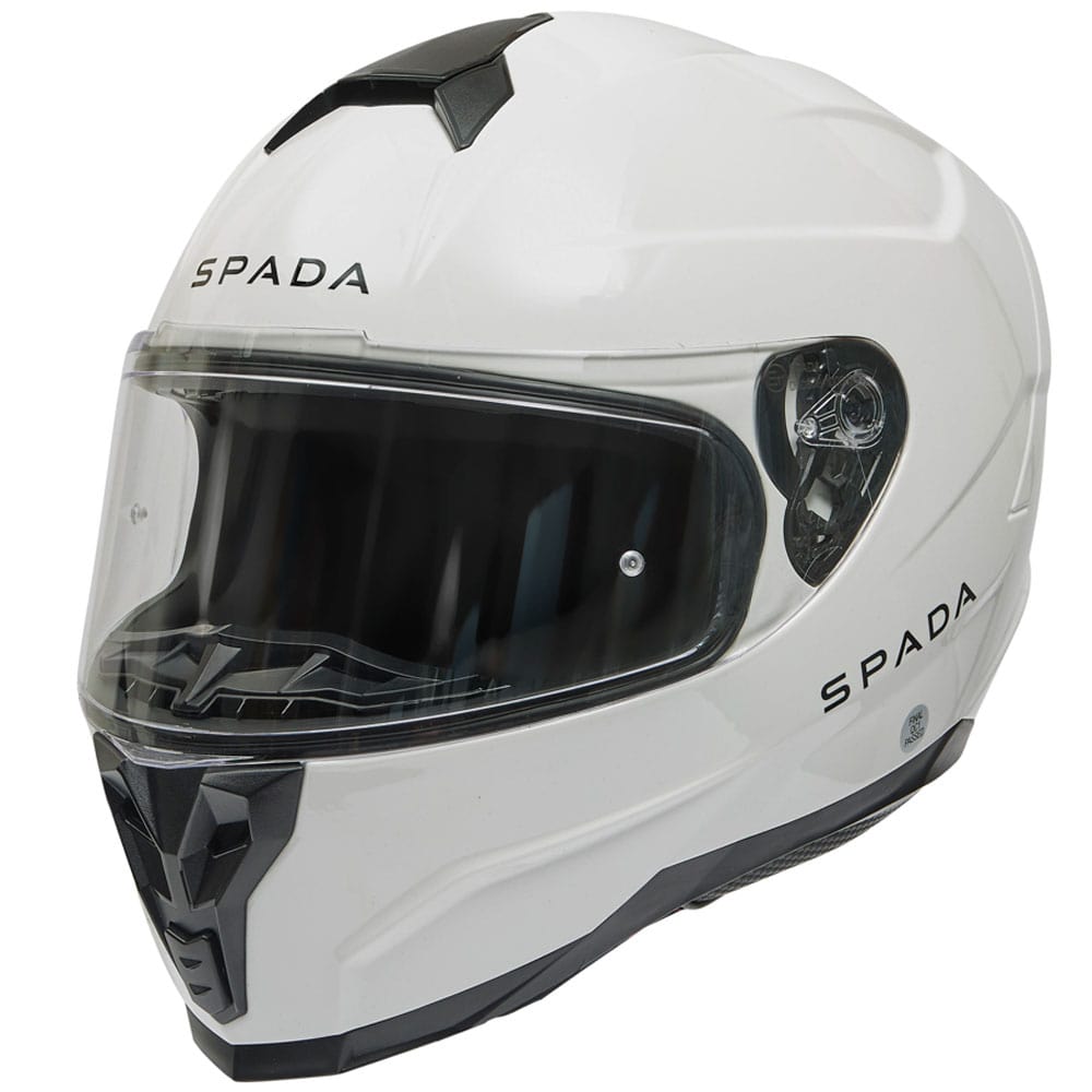 side view of white full face motorcycle helmet with washable liners