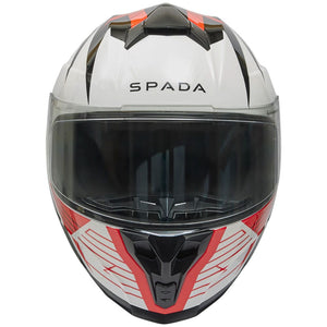 front of black white and red full face motorbike helmet with washable liners