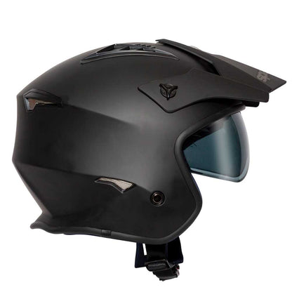 Rock 06 Matt Black Open Face Motorcycle Helmet