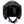 front of black motorbike helmet with black peak and tinted visor