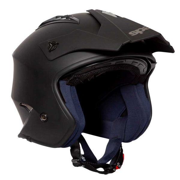 black open face motorbike helmet for adventure riding