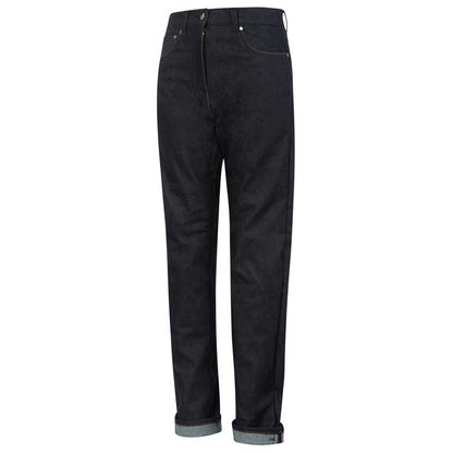 womens raw denim blue jeans for motorcycle riding