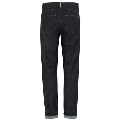 back of raw denim motorcycle jeans for women with back pockets