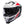 side view of white red and black full face motorbike helmet with drop down visor