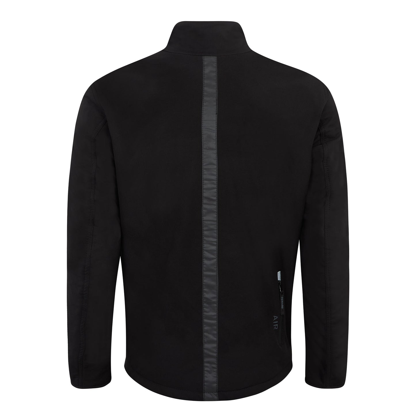 back of Commute Black Motorcycle Jacket rear view with Level 1 back armour panel – black commuter biker gear.