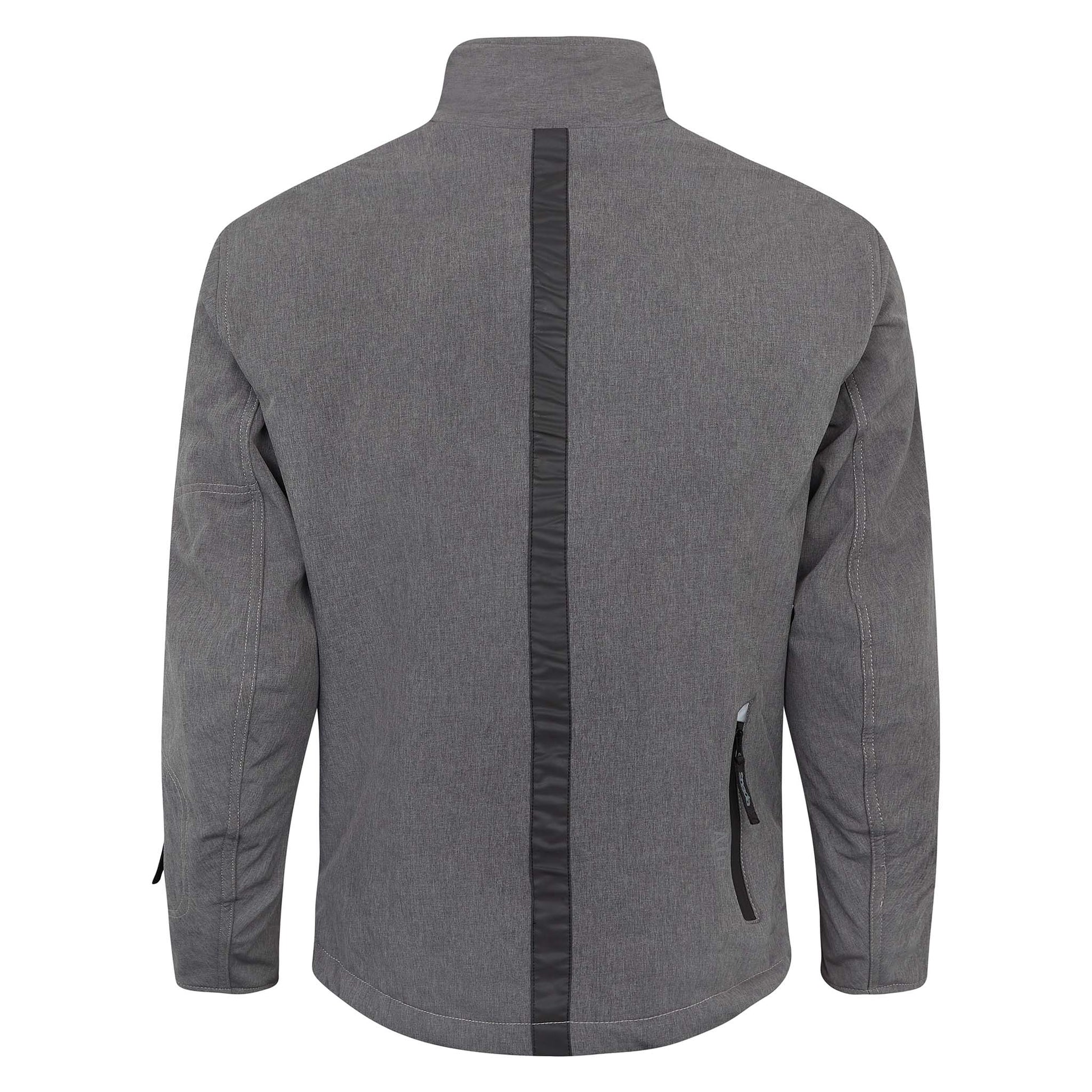 Rear view of Commute Grey Motorcycle Jacket – protective motorbike jacket featuring Level 1 CE back armour and reinforced double-stitched panels.