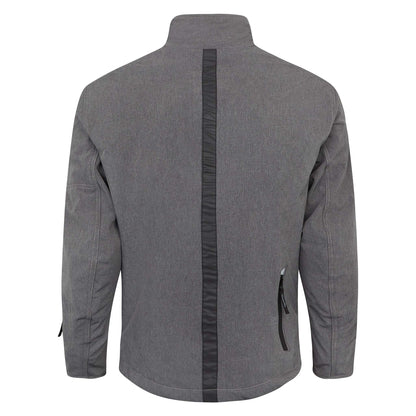 Rear view of Commute Grey Motorcycle Jacket – protective motorbike jacket featuring Level 1 CE back armour and reinforced double-stitched panels.