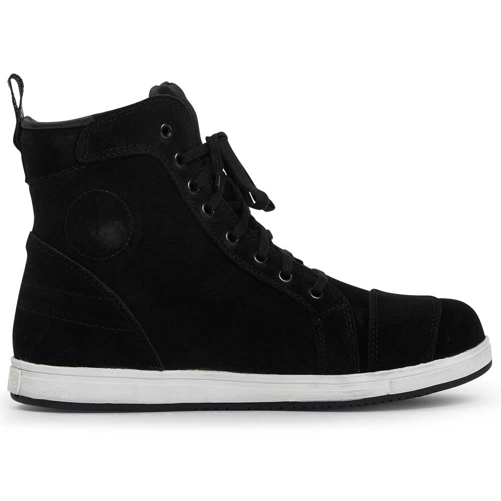 black motorbike trainers with laces and ankle protector