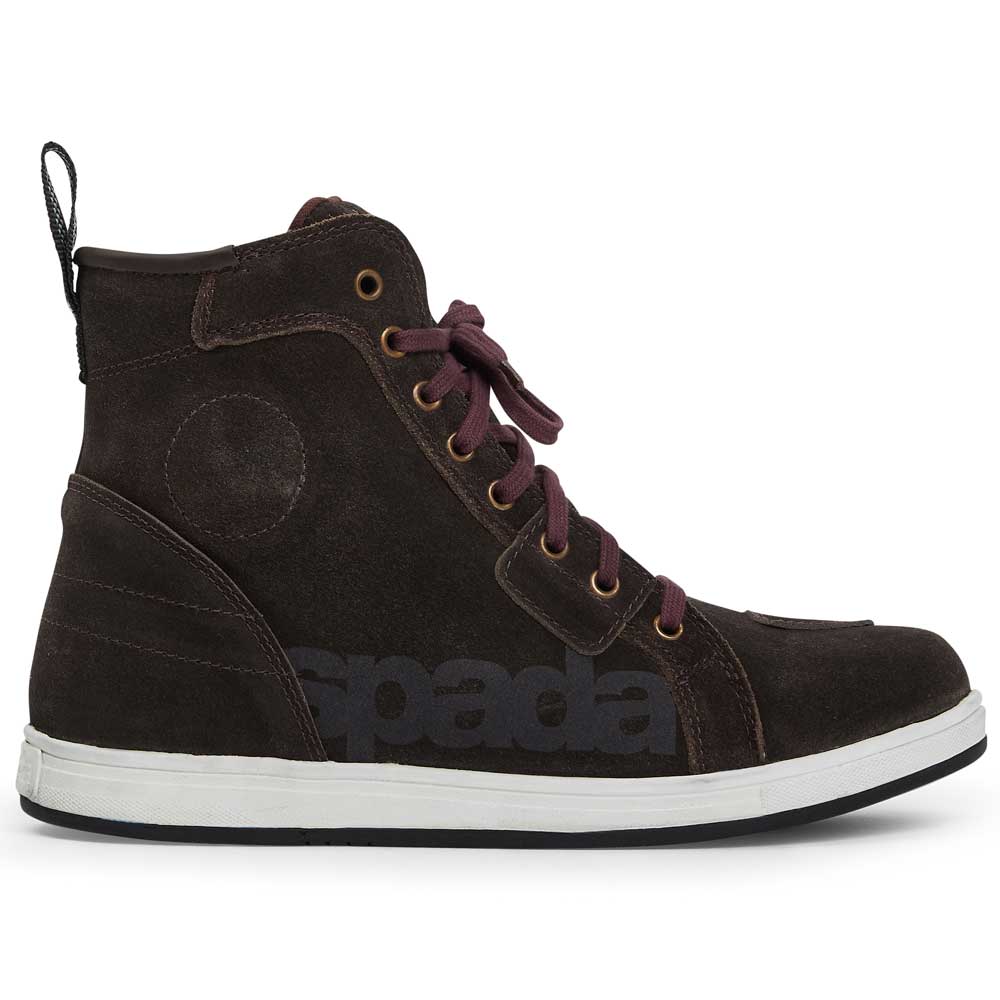 brown motorcycle trainers for men with spada logo and ankle protector