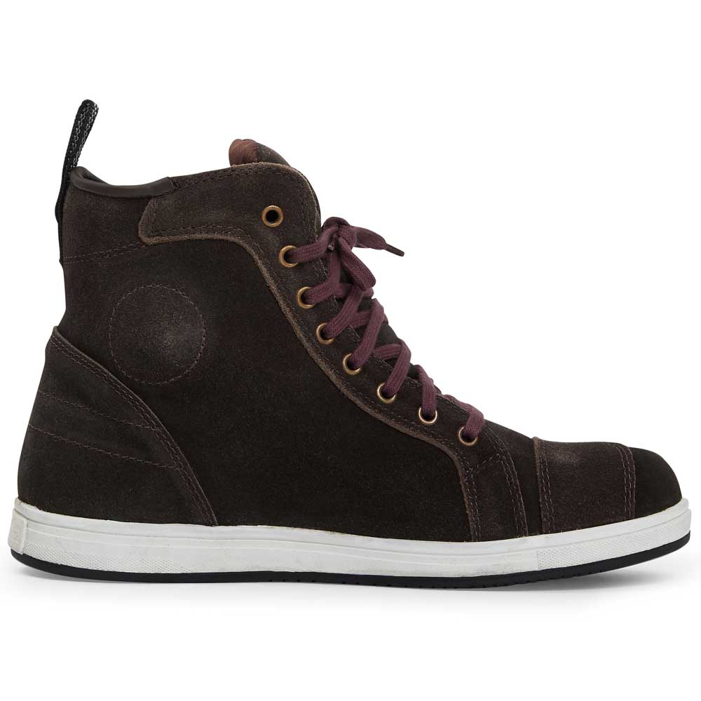 outer of brown motorcycle lace up trainers