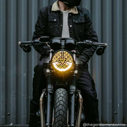 biker on motorbike wearing black motorcycle jacket for men