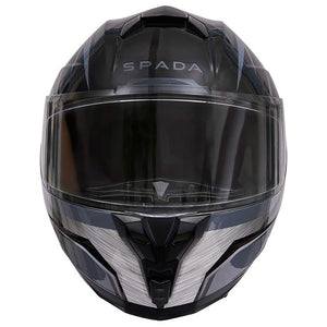 front of black and grey full face motorbike helmet for men