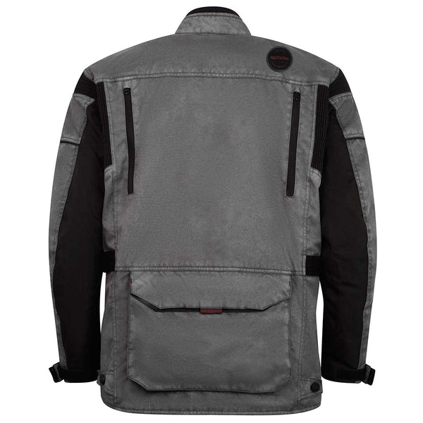 back of grey motorcycle jacket for men