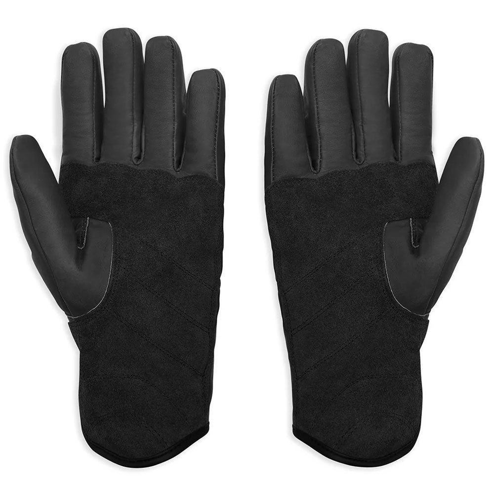 back of black leather motorcycle gloves waterproof with suede palm