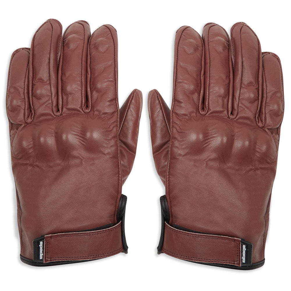 brown leather classic motorcycle gloves with knuckle protection for men