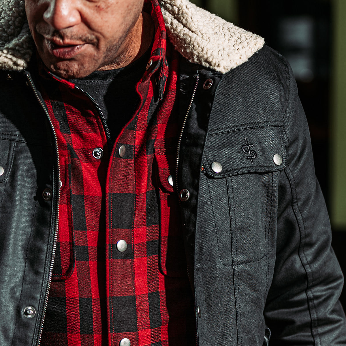 Temper Black & Tan Trucker Motorcycle Jacket