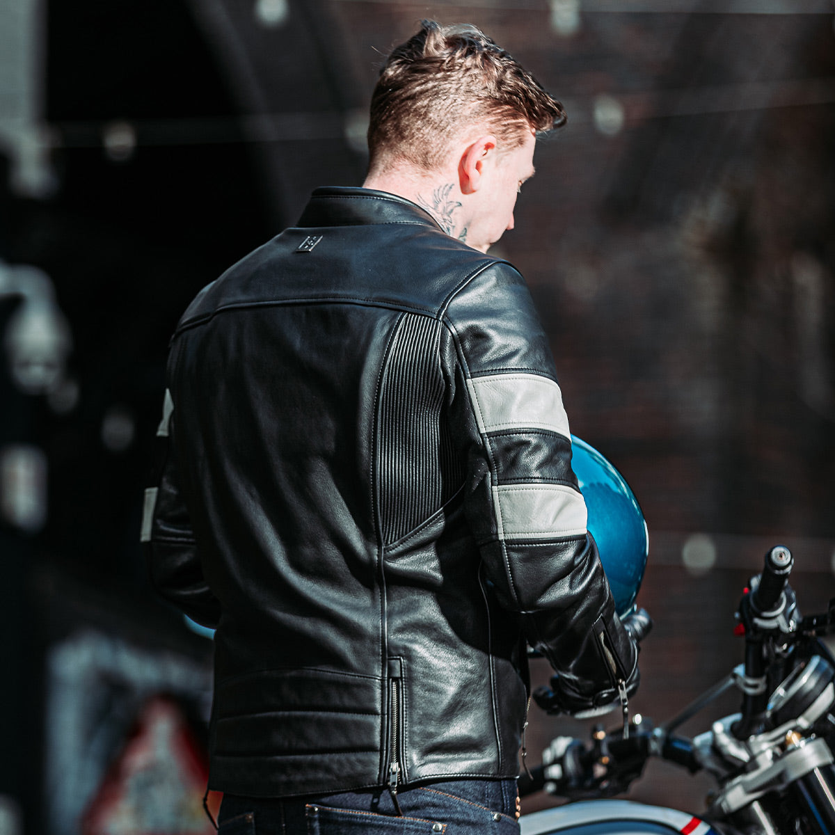 Spada Hanzo Black & Ivory Leather Motorcycle Jacket