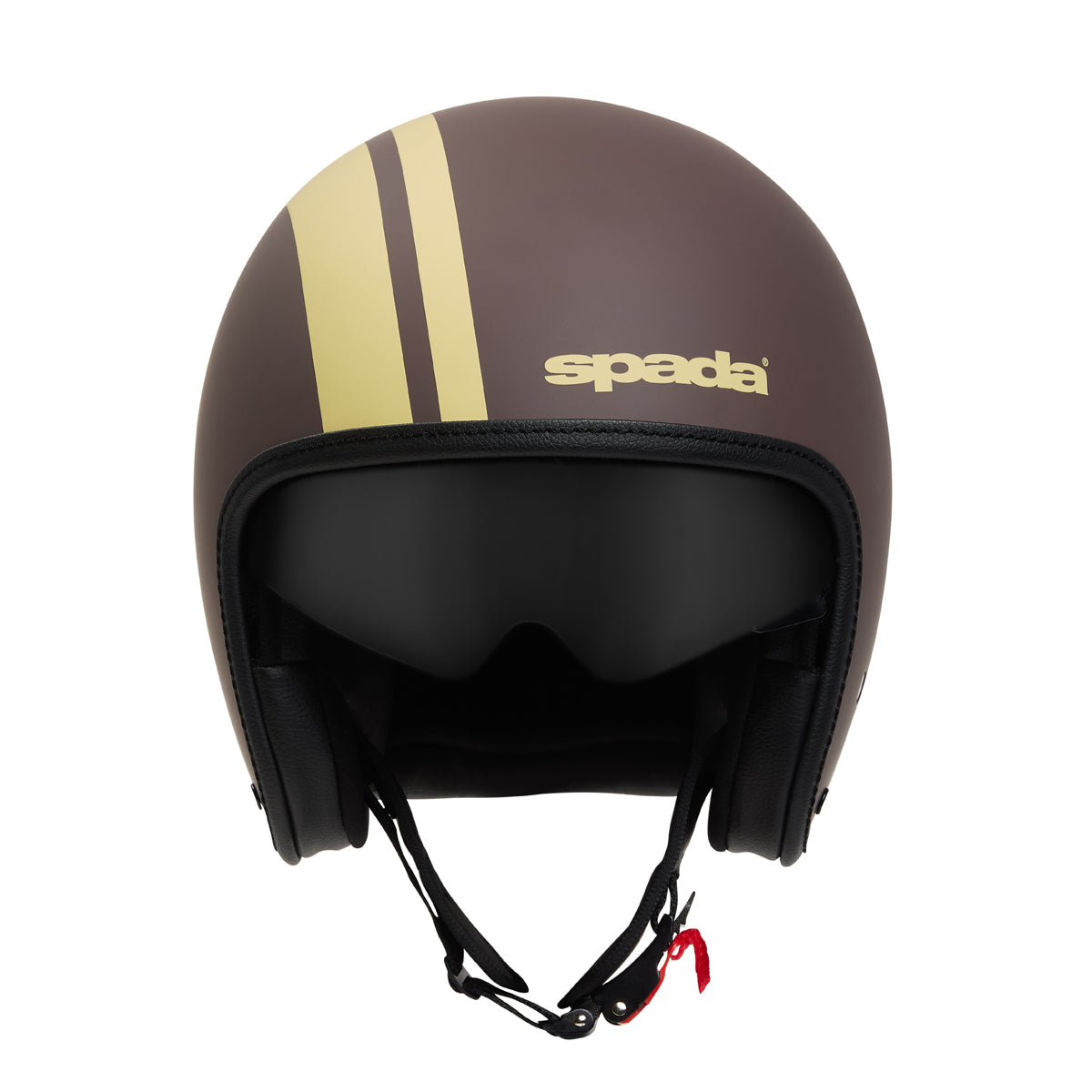 Spada matt brown open face motorcycle helmet  with stripe