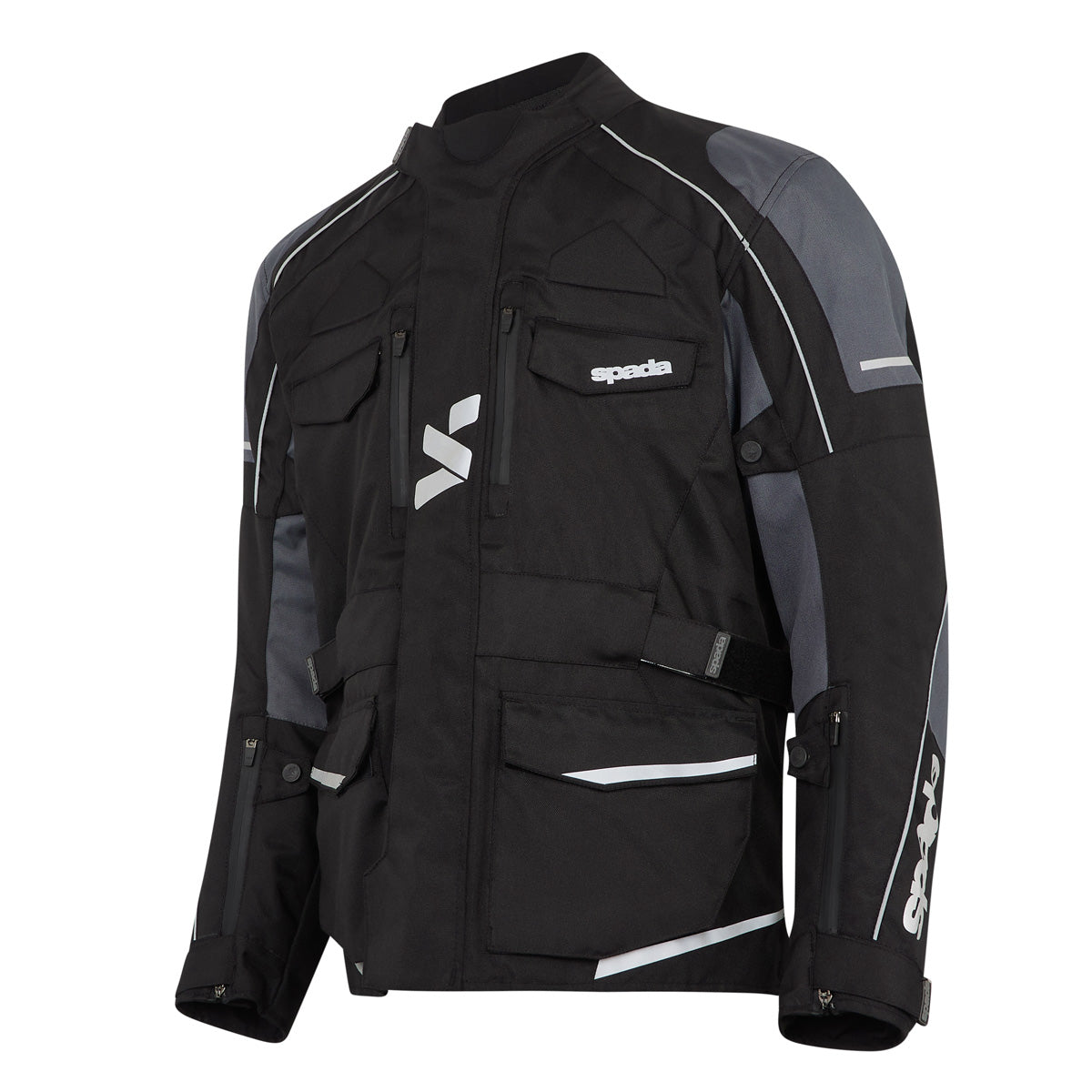 Side view of women's waterproof motorcycle jacket showing adjustable cuffs and arm venting.