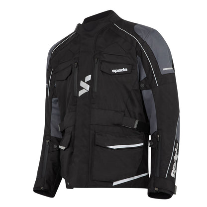 Side view of women's waterproof motorcycle jacket showing adjustable cuffs and arm venting.