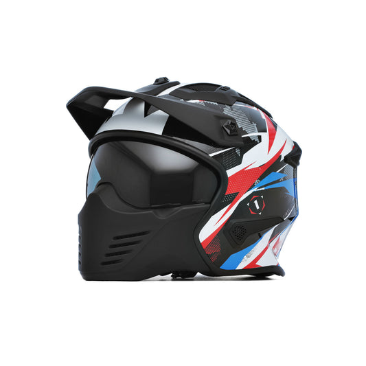 Storm Gloss White Red & Blue Open Face Motorcycle Helmet
