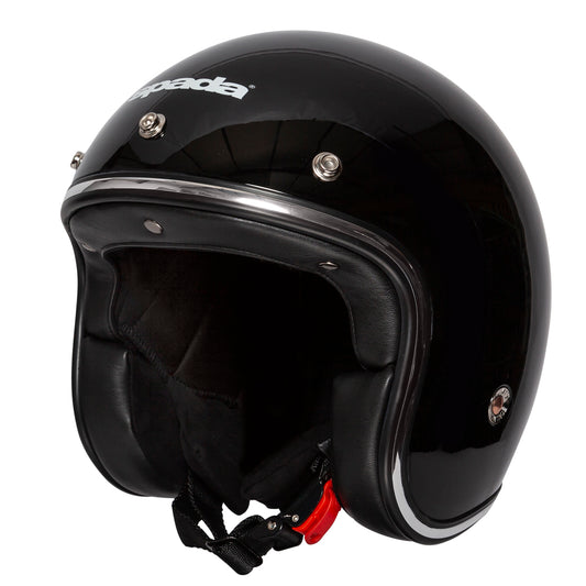 Classic Plain Gloss Black Open Face Motorcycle Helmet