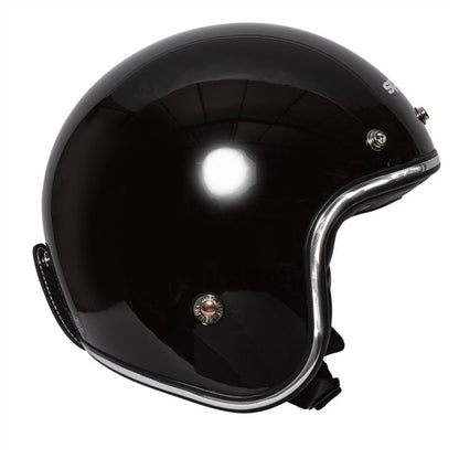 Classic Plain Gloss Black Open Face Motorcycle Helmet