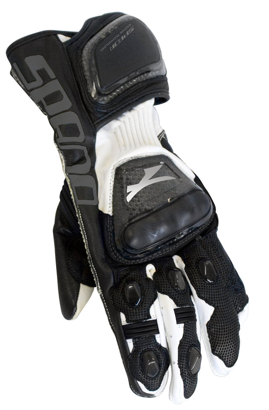 Elite White Leather Motorcycle Gloves