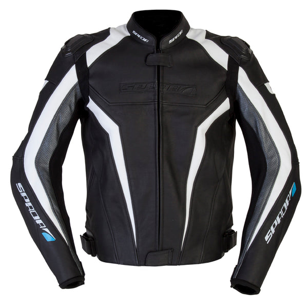 Corsa GP Black & White Leather Motorcycle Jacket