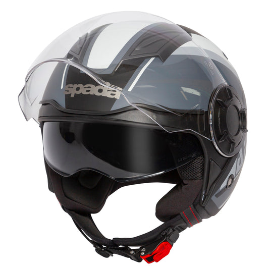 Lycan Strobe Matt Black & Grey Open Face Motorcycle Helmet