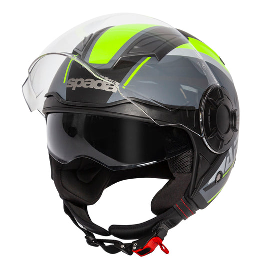 Lycan Strobe Matt Black & Yellow Open Face Motorcycle Helmet