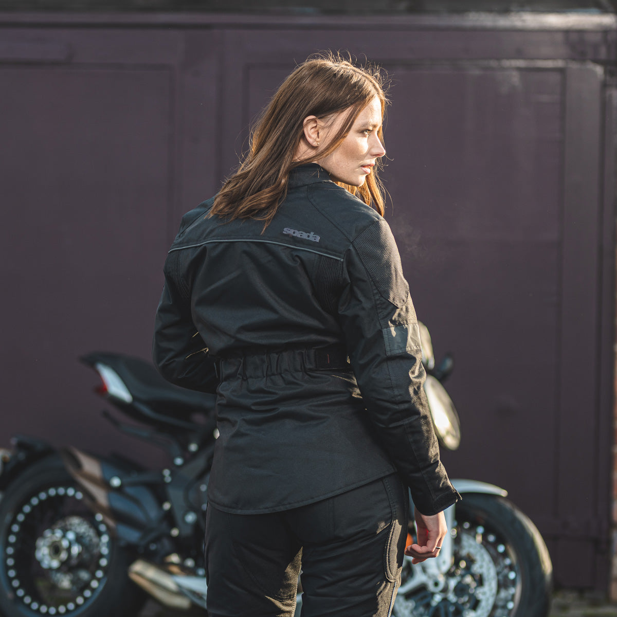 Barn Q Ladies Black Motorcycle Jacket - UK 14
