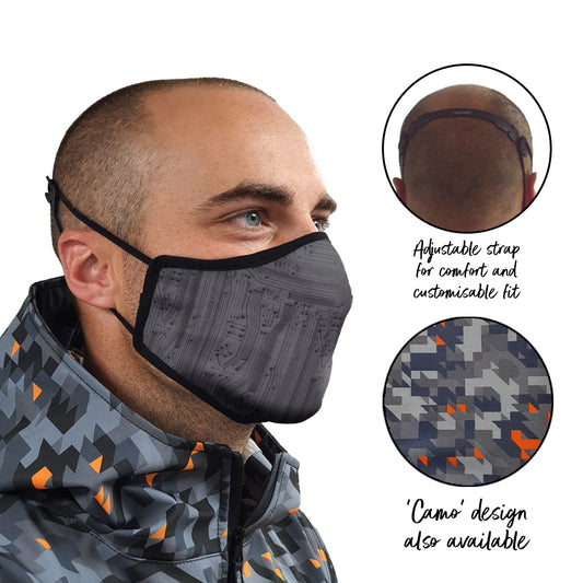 Grey Circuit Design Face Mask